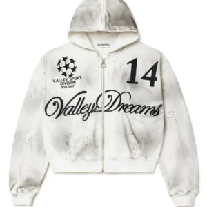 Vale "Oreo 14" White Zip-Up Hoodie