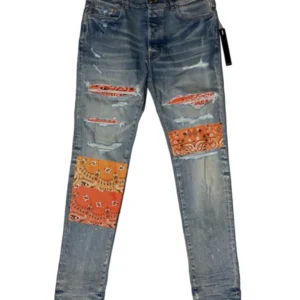 Amiri Vintage Bandana Artpatch Jean 'Clay Indigo
