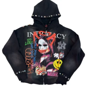 Lost Intricacy Front Page Mag Black Zip Up Hoodie