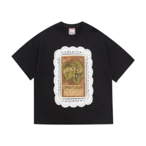 Arkyve "Crochet Wine Label" Black T-Shirt