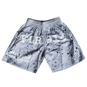 FLR 914 "Paint Splatter" Grey Mesh Shorts