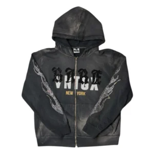 Rare "Rhinestone Flame" Zip-Up Hoodie