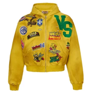 Vale "Doodle" Yellow Zip Up Hoodie