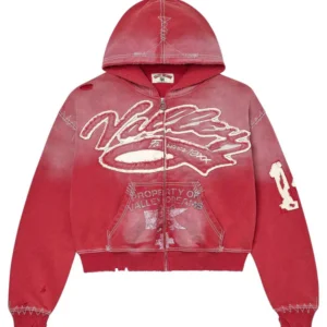 Vale "Religion" Red Zip-Up Hoodie
