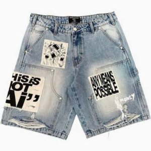 Mixed Emotions "Ai" Blue Denim Shorts