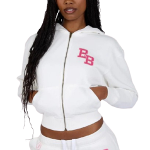 Body By Raven Tracy University Hoodie 2.0 (Eggshell White/Pink)