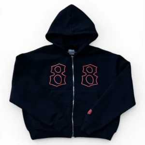 Louev 888 "Puff" Black/Red Zip-Up Hoodie