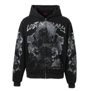 Lost Intricacy "Twin Tigers" Black Zip-Up Hoodie