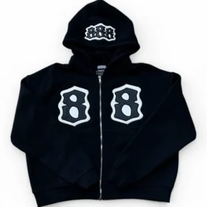 Louev 888 "Canvas" Black/White Zip-Up Hoodie