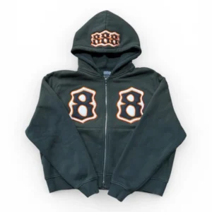 Louev 888 "Canvas" Green/Orange Zip-Up Hoodie