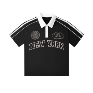 A New York Day "New York" Collared Shirt (Black)