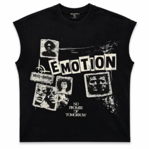 Mixed Emotions "Newspaper" Black Sleeveless T-Shirt