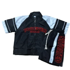 Forever Situated Shorts Track Set (Black/Red)