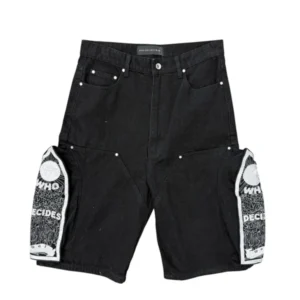 Who Decides War "Coal Side" Embroidery Jean Shorts